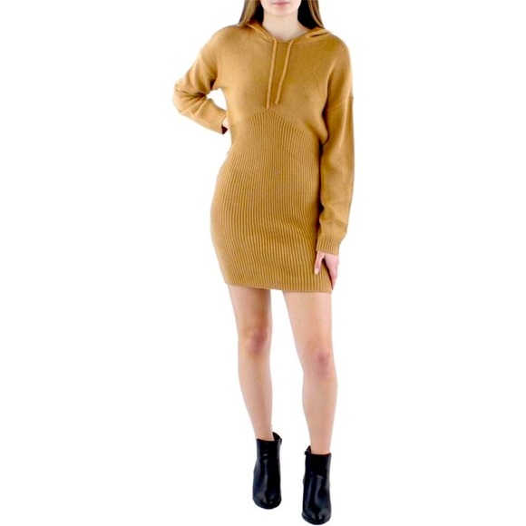 Almost Famous Dresses & Skirts - Camel Tan Hooded Sweater Dress NEW Women’s Size XL NWT By Kohls Almost Famous